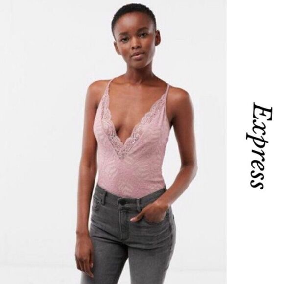 Express Lace Bodysuit. Pink M#011 - Picture 1 of 13